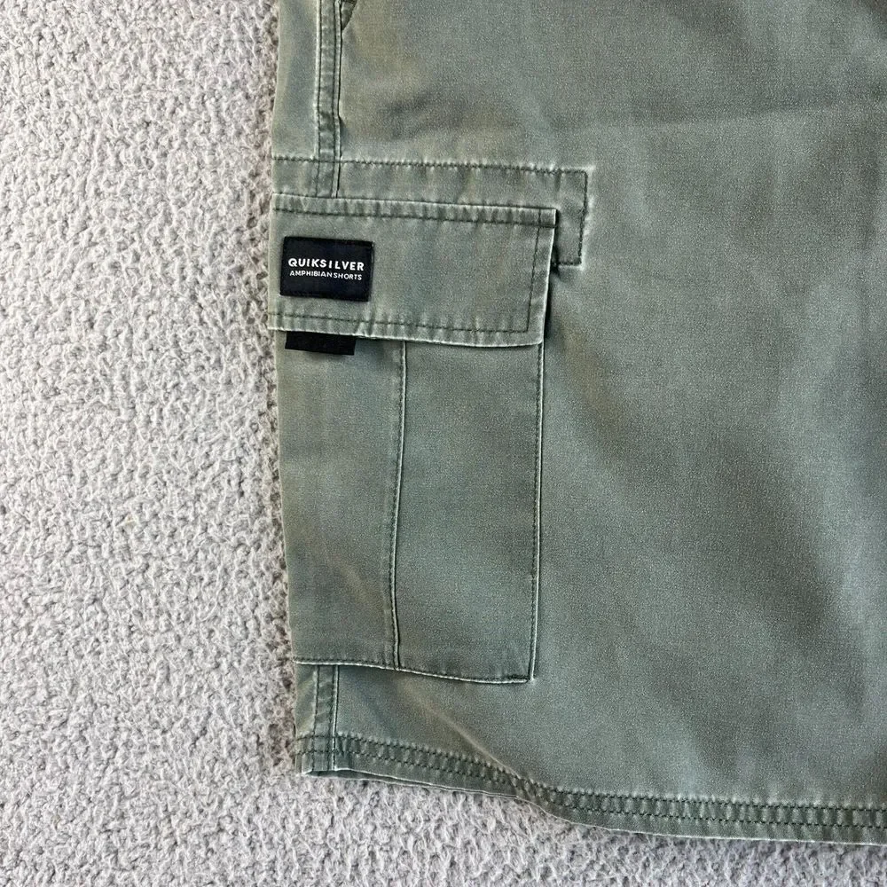 Quiksilver Board Shorts Mens 40 Green Cargo Amphibian Water Repellent Dry Flight